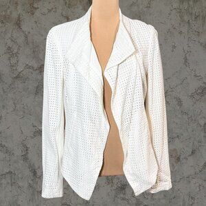 ADDISON Lightweight Jacket Sz.L Off White Eyelet Fabric 100% Cotton Moto